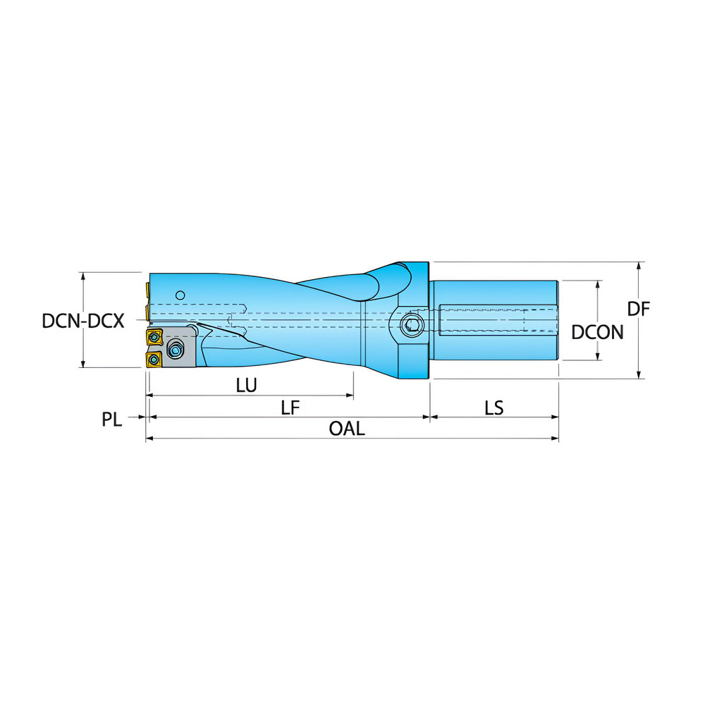Ingersoll Cutting Tools Indexable Insert Drill: QA0619130N8R01, 2-9/16" Max Dia, 2xD, 2" Shank Dia - 6181179