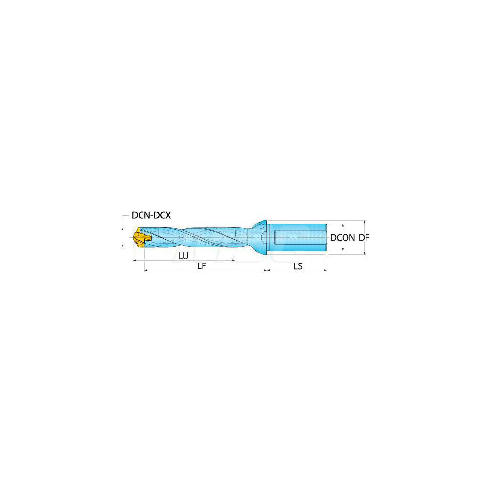 Ingersoll Cutting Tools Replaceable-Tip Drill: 0.5709 to 0.5866" Dia, 2.87" Max Depth, 5/8" Straight-Cylindrical Shank - 6181222