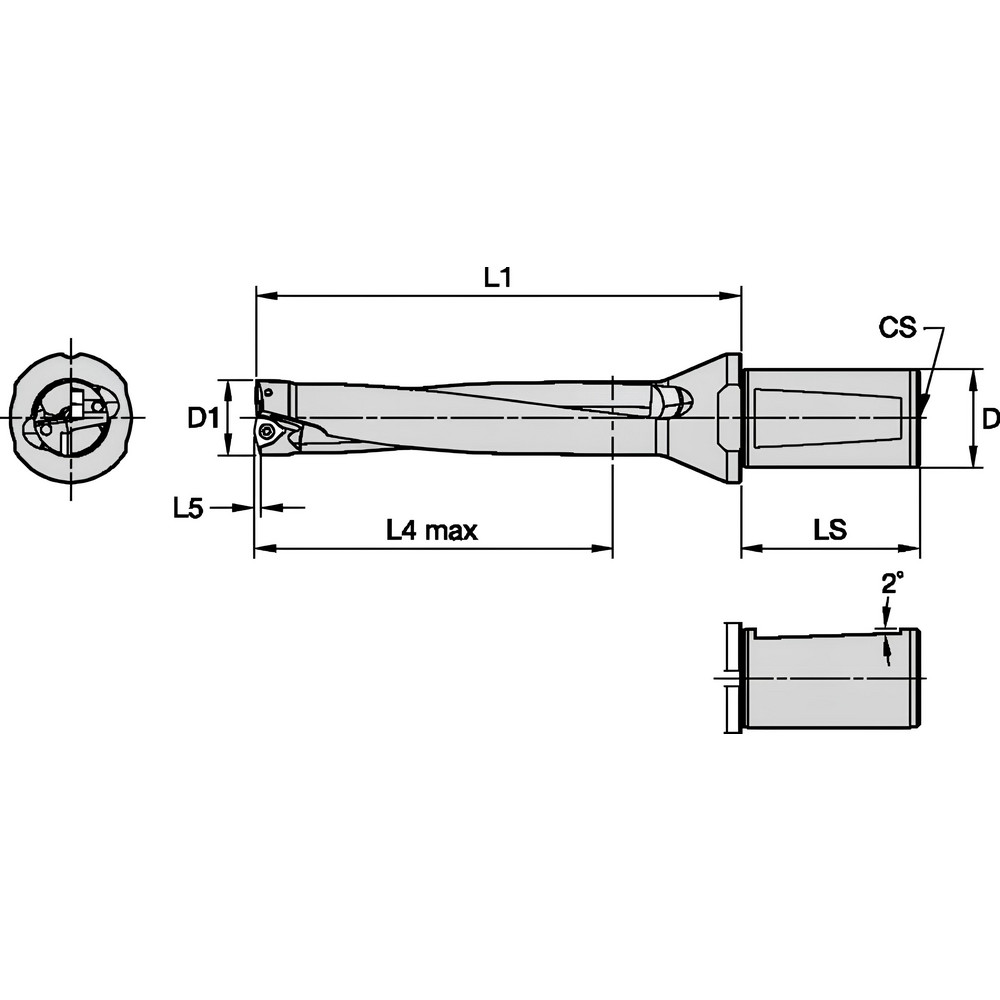 Kennametal Indexable Insert Drill: DFSP140R5WD20M, 14.00 mm Max Dia, 70.00 mm Max Depth, 5xD, 20.00 mm Shank Dia - 6075789
