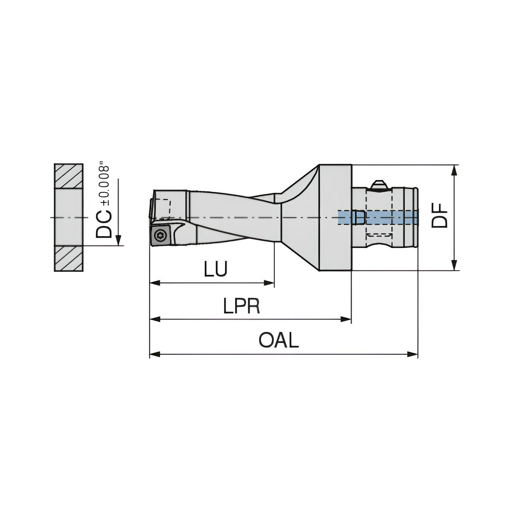 Komet Indexable Insert Drill: KUBQ2D1312R12ABS50F, 1-5/16" Max Dia, 2xD - 1587933395
