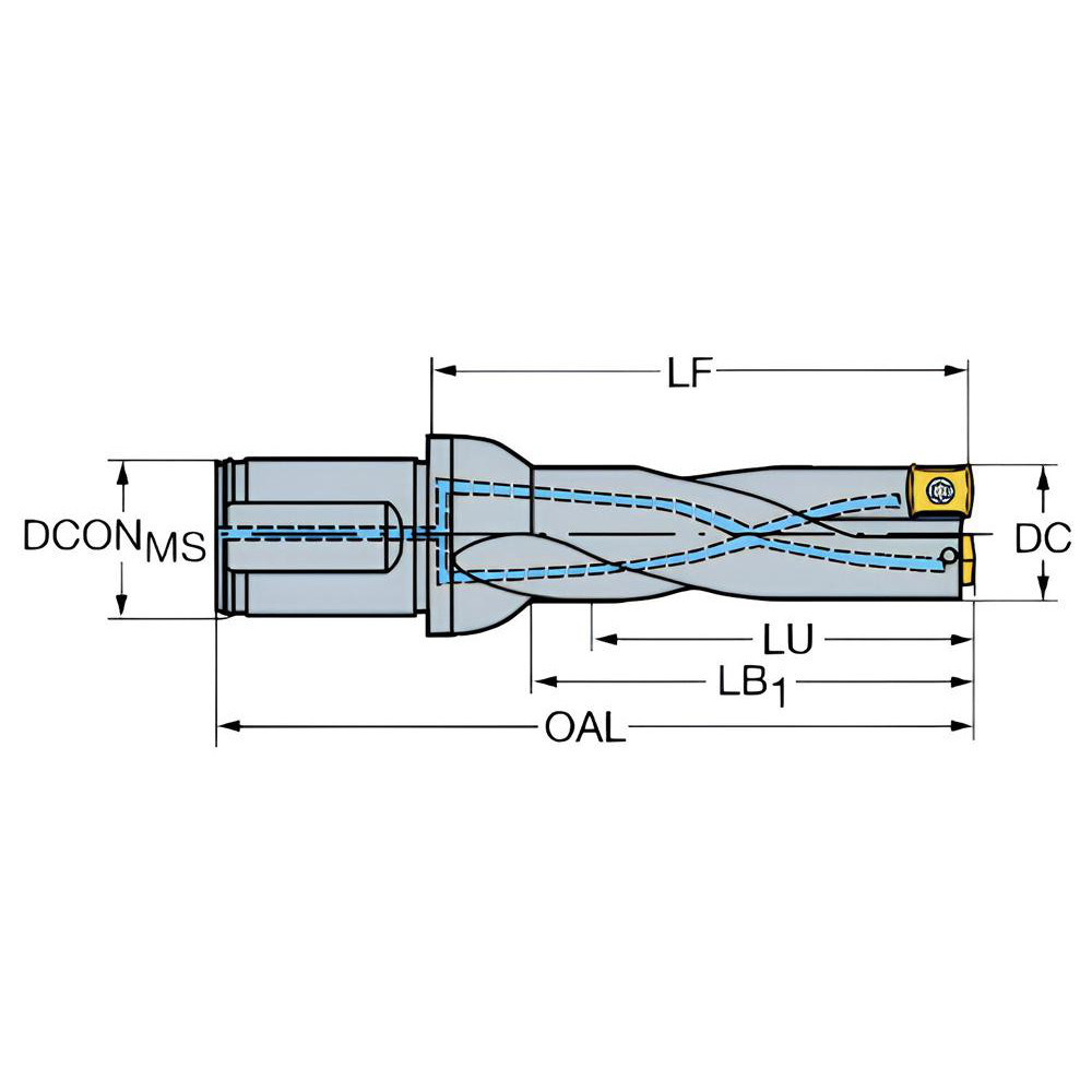 Sandvik Coromant Indexable Insert Drill: A881-D0937LX25-02, 0.9950" Max Dia, 1.8740" Max Depth, 2xD, 1.0000" Shank Dia - 5962411