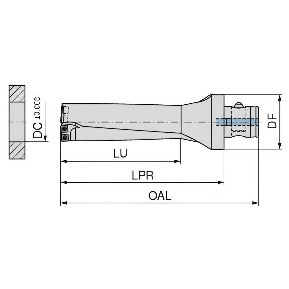 Komet Indexable Insert Drill: KUBQ3D1781R07ABS63F, 1-25/32" Max Dia, 3xD - 1588045296