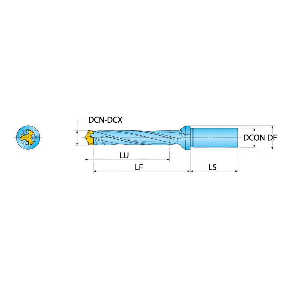 Ingersoll Cutting Tools Replaceable-Tip Drill: 20 to 20.9 mm Dia, 104 mm Max Depth, 25 mm Cylindrical Shank - 6320978