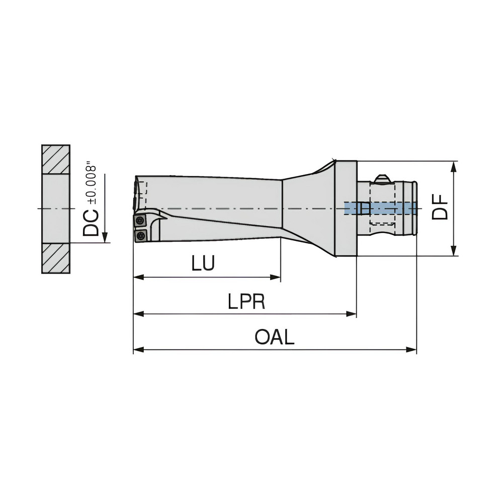 Komet Indexable Insert Drill: KUBQ2D1781R07ABS63F, 1-25/32" Max Dia, 2xD - 1587945296