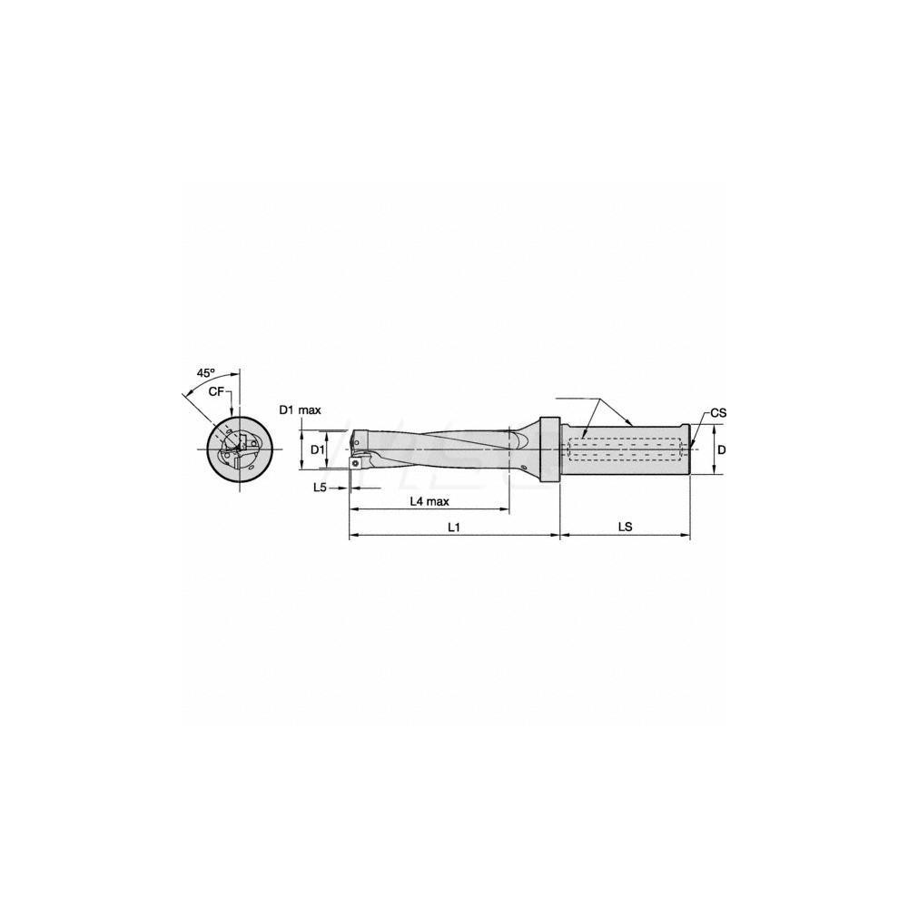 Kennametal Indexable Insert Drill: DFSP1000R4SSF125, 1.0400" Max Dia, 4.0000" Max Depth, 4xD, 1.2500" Shank Dia - 5691898