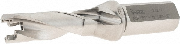 Ingersoll Cutting Tools Replaceable-Tip Drill: 0.8268 to 0.8622" Dia, 1.26" Max Depth, 1" Weldon Flat Shank - 3212780