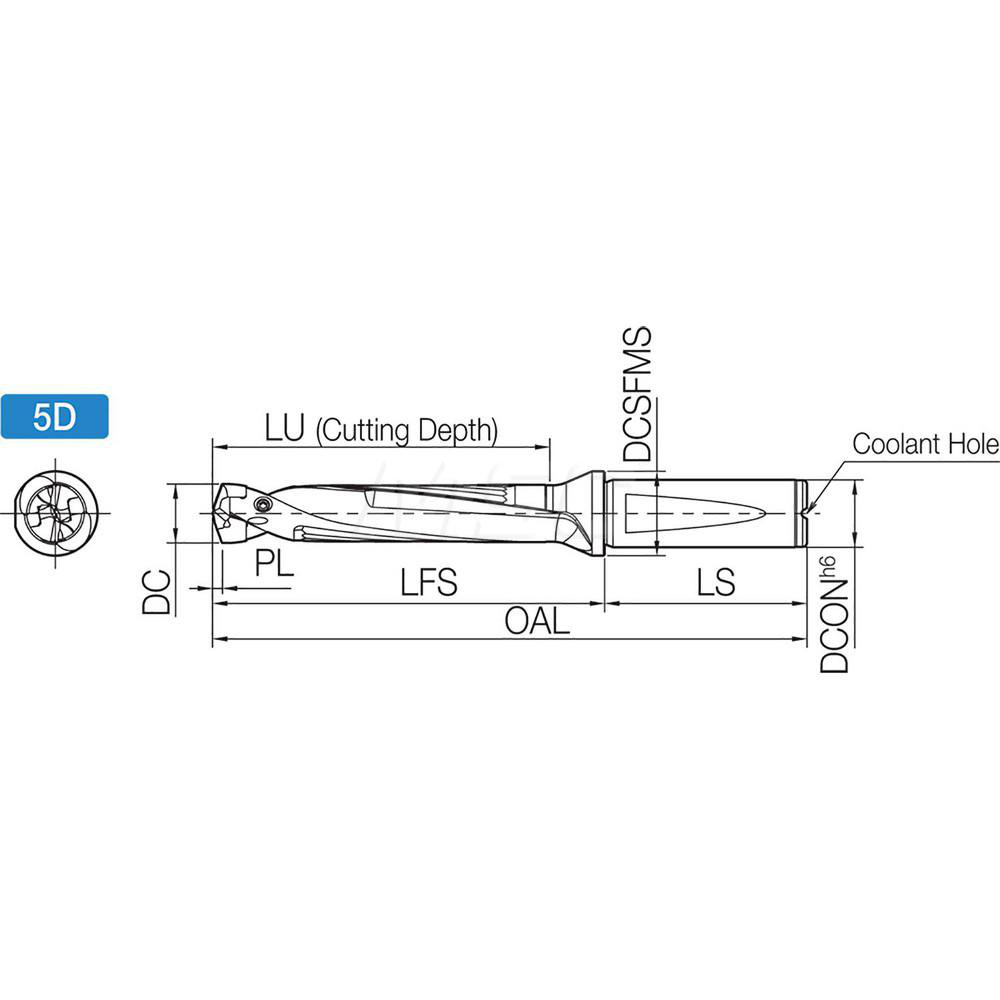 Kyocera Replaceable-Tip Drill: 12.5 to 12.99 mm Dia, 65 mm Max Depth, 16 mm Flange Shank - THD08626