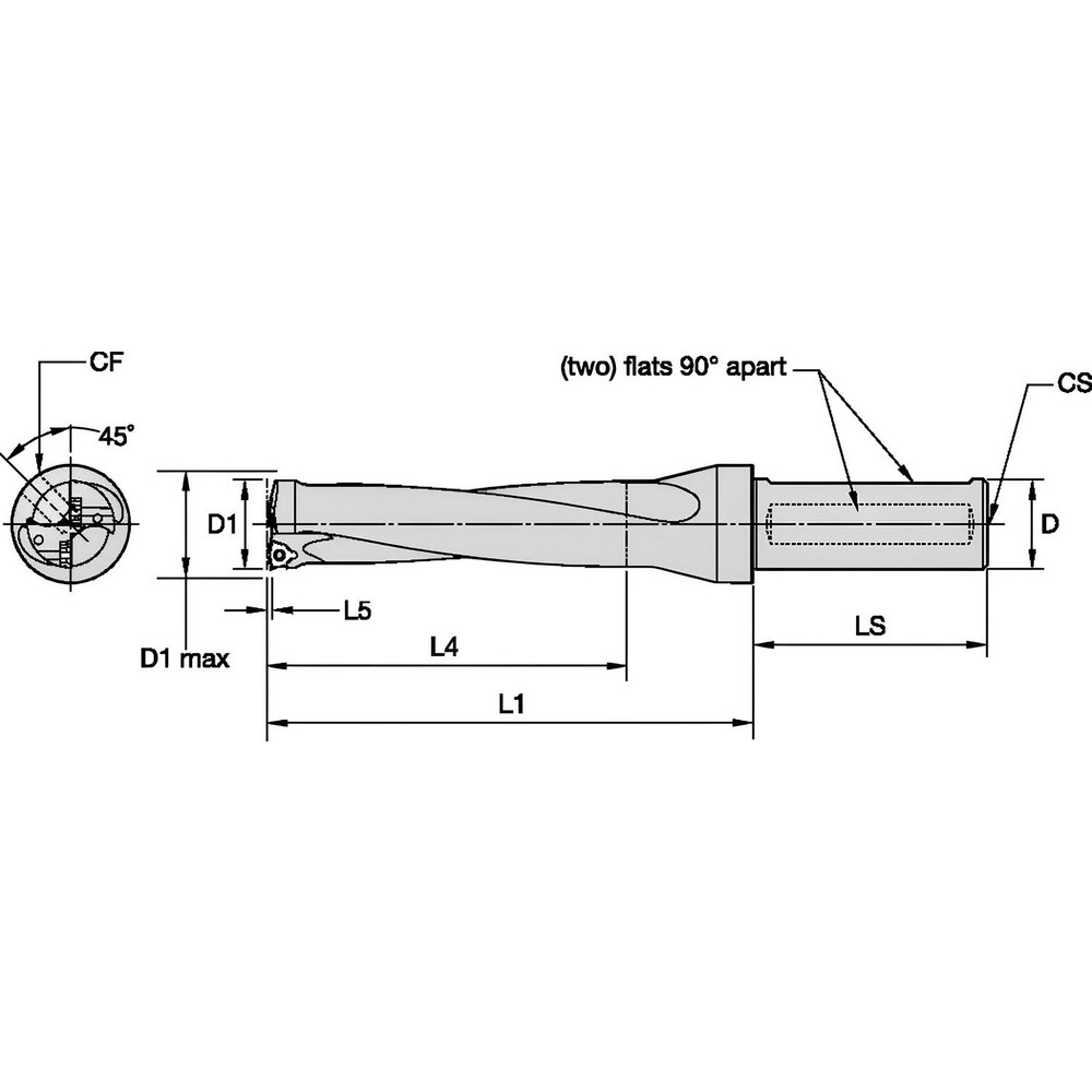 Kennametal Indexable Insert Drill: DFT1063R4SSF125, 30.17 mm Max Dia, 4xD - 1522127