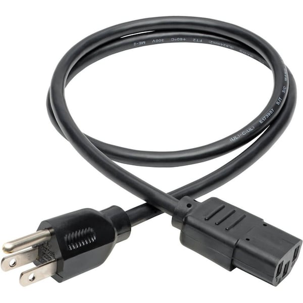 Tripp Lite Power Cord, 5-15P to C13, 10A, 18AWG, 3ft - P006-003