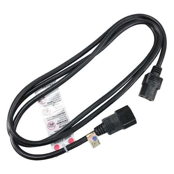Zoro Select Power Cord, IEC C14, SJT, 6 ft., Blk, 10A, 18/3 - 5XFT1ID