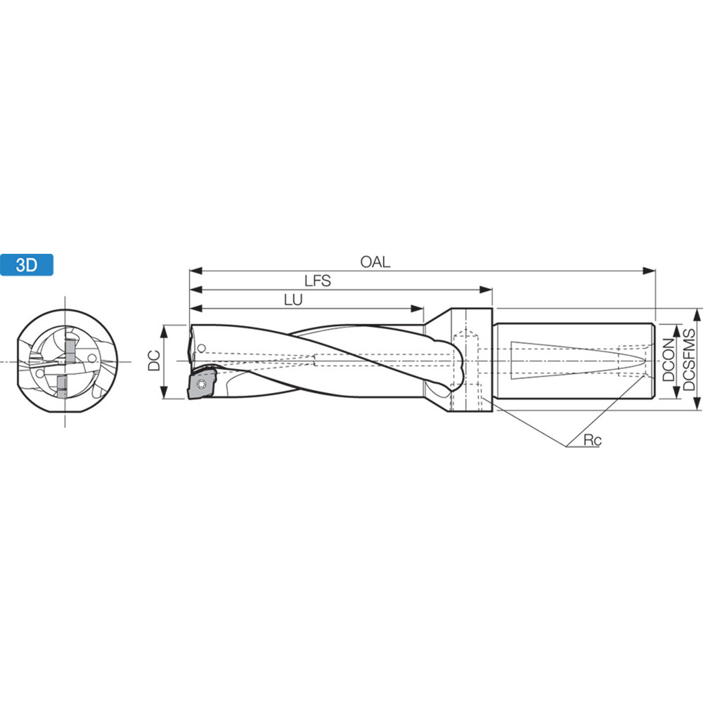 Kyocera Indexable Insert Drill: S125DRZ339912G, 32.99 mm Max Dia, 99.06 mm Max Depth, 3xD - THD89195