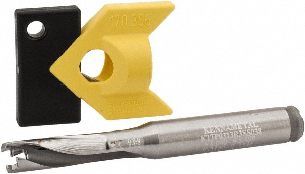 Kyocera Replaceable-Tip Drill: 7.94 to 8.49 mm Dia, 25.5 mm Max Depth, 10 mm Straight-Cylindrical Shank - THD08080