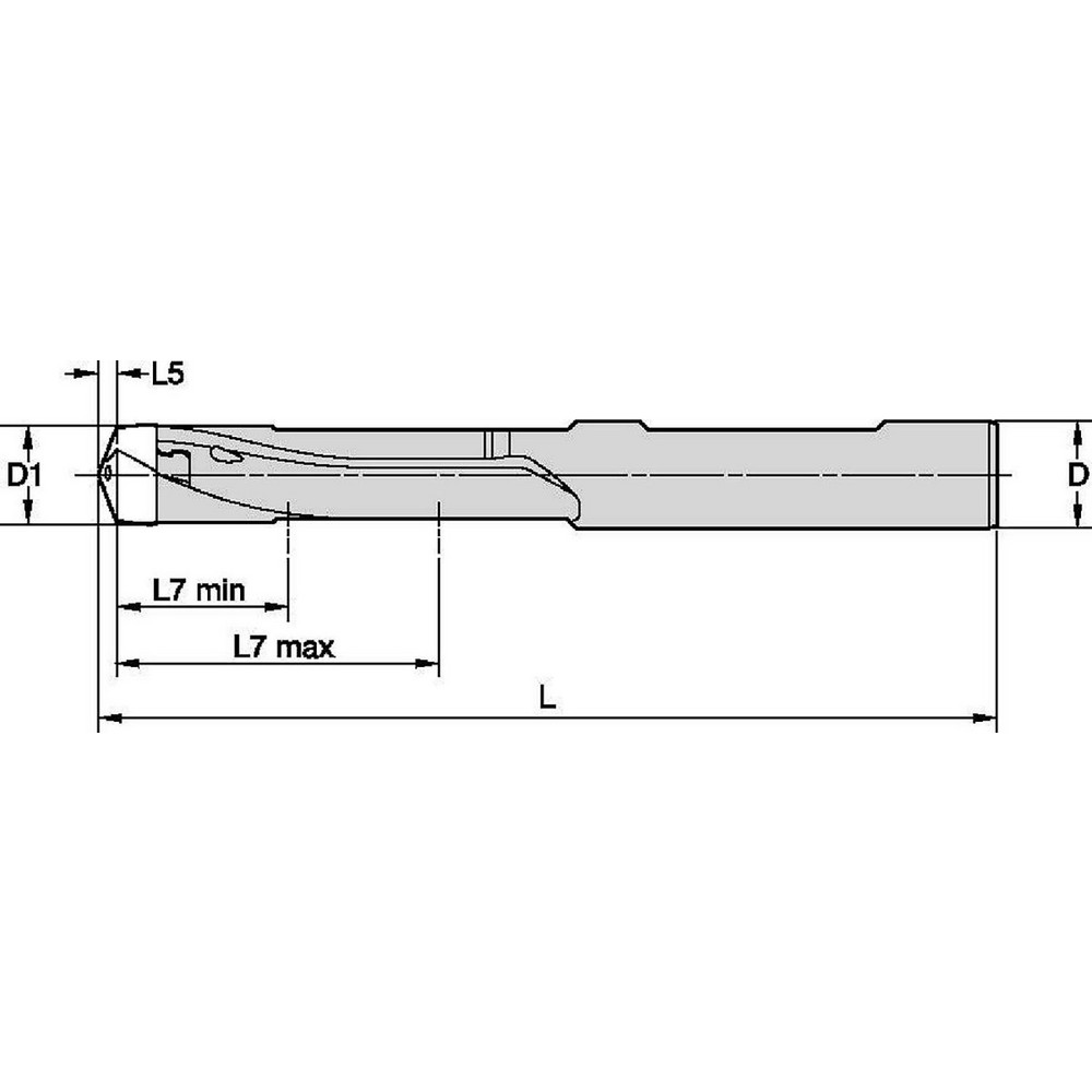 Kennametal Replaceable-Tip Drill: 9 to 9.5 mm Dia, 28.5 mm Max Depth, 10 mm Weldon Flat Shank - 6953863