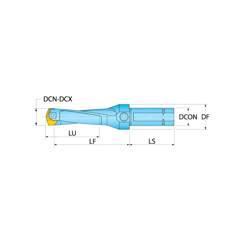 Ingersoll Cutting Tools Replaceable-Tip Drill: 1.2205 to 1.2559" Dia, 3.86" Max Depth, 1-1/4" Flatted Shank - 6146014
