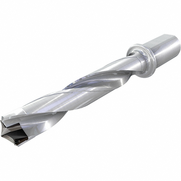 Ingersoll Cutting Tools Replaceable-Tip Drill: 1.3386 to 1.374" Dia, 4.23" Max Depth, 1-1/4" Flatted Shank - 6146017