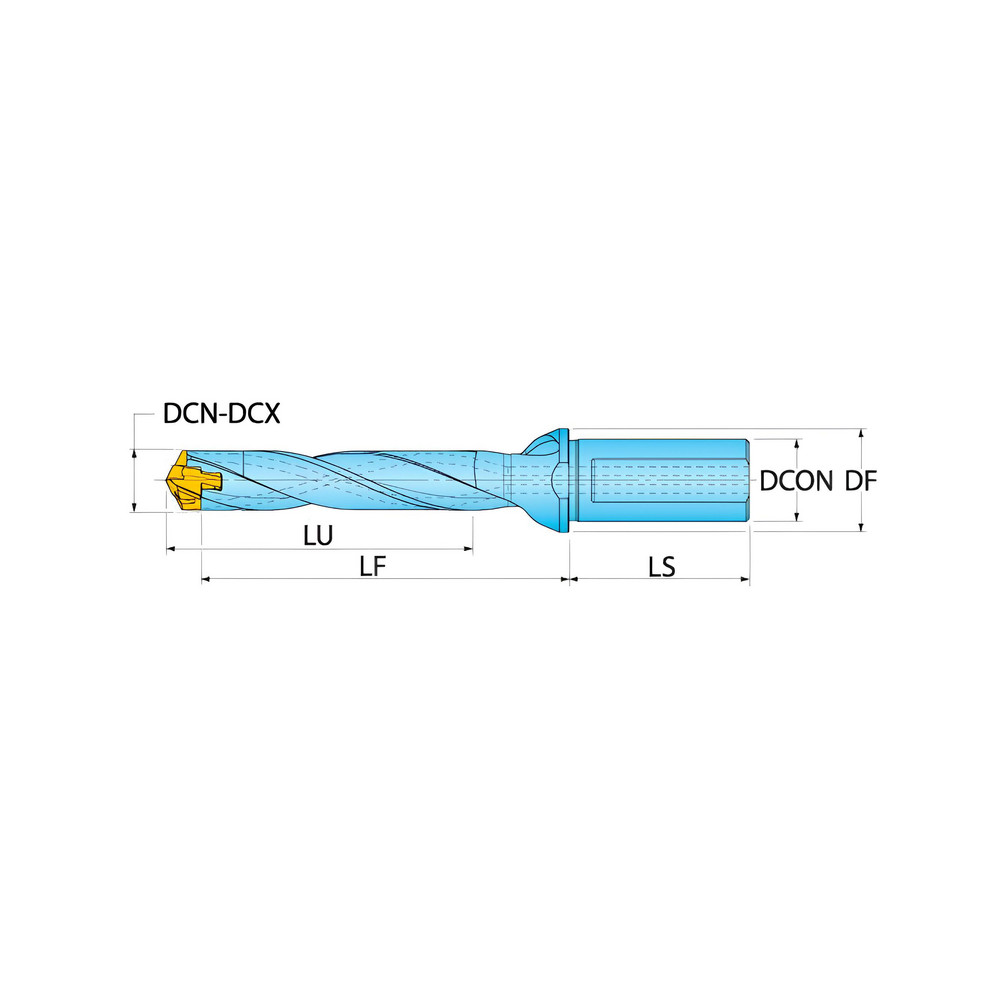 Ingersoll Cutting Tools Replaceable-Tip Drill: 7 to 7.4 mm Dia, 35 mm Max Depth, 12 mm Weldon Flat Shank - 6102126