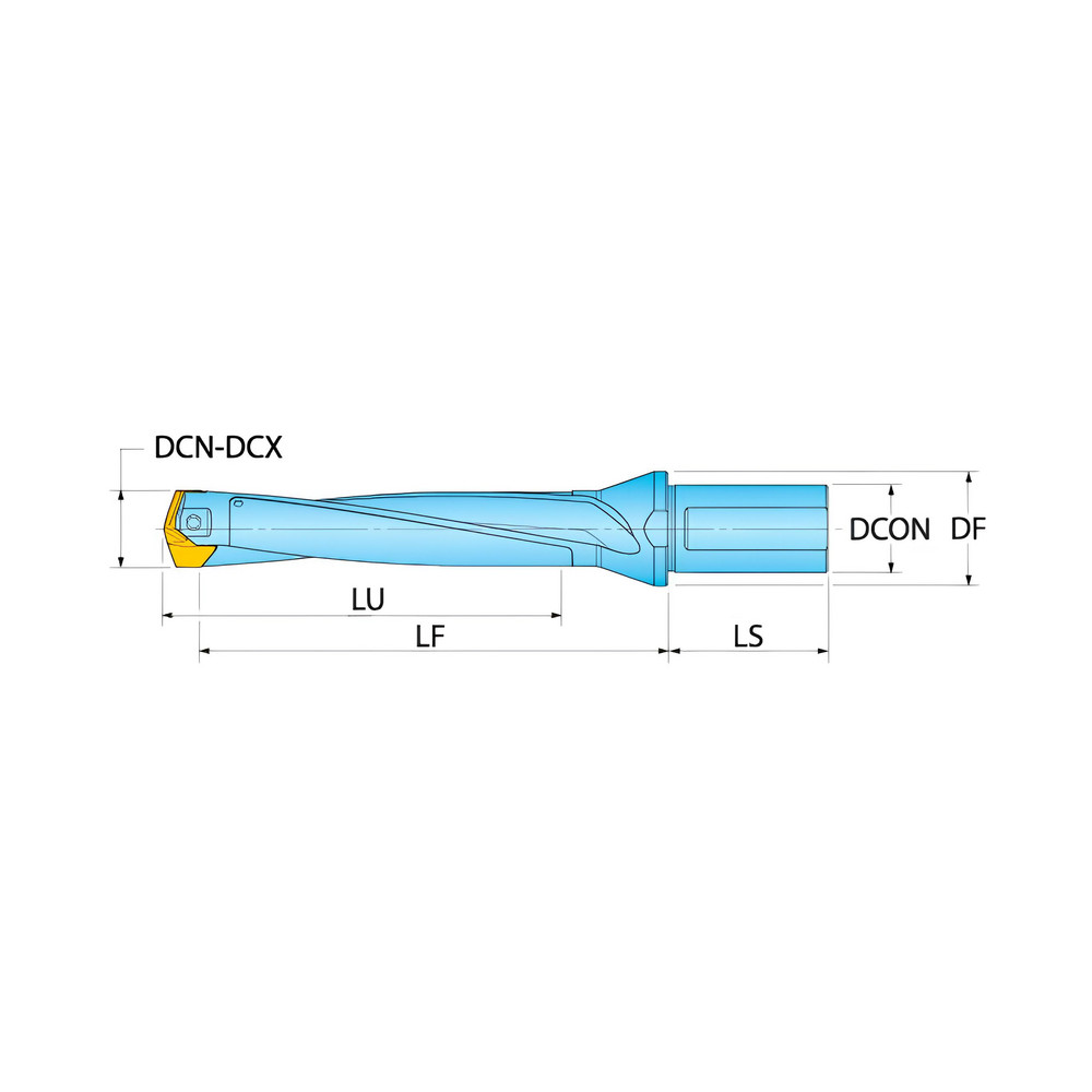Ingersoll Cutting Tools Replaceable-Tip Drill: 20 to 20.9 mm Dia, 103.11 mm Max Depth, 25 mm Flatted Shank - 6144850