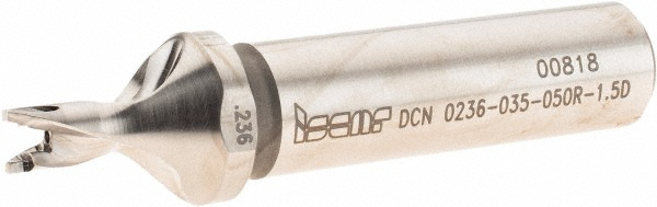 Ingersoll Cutting Tools Replaceable-Tip Drill: 0.2362 to 0.252" Dia, 1.22" Max Depth, 1/2" Cylindrical Shank - 6145476