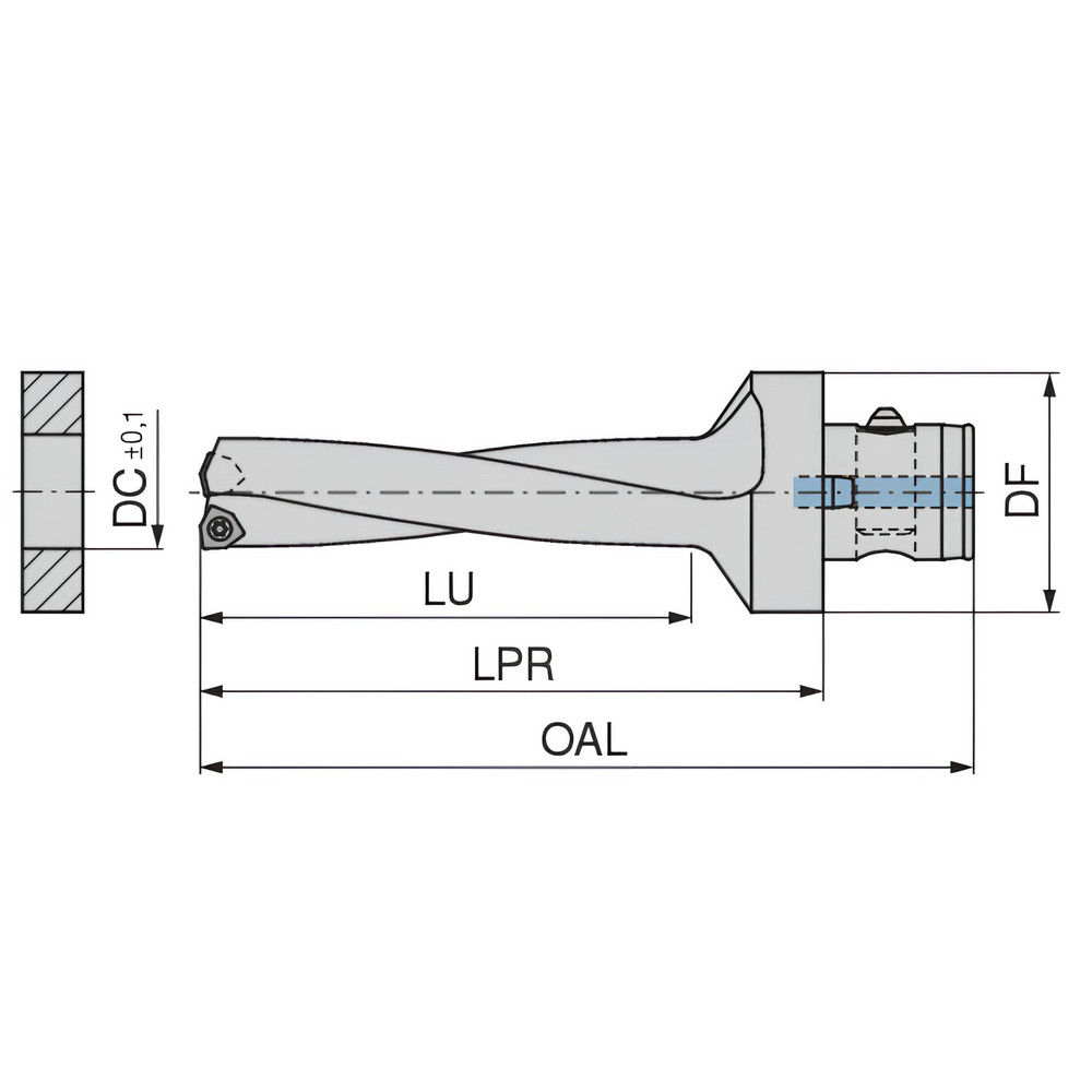 Komet Indexable Insert Drill: V30-91551, 15.50 mm Max Dia, 64.00 mm Max Depth, 4xD, 28.00 mm Shank Dia - 1089415595
