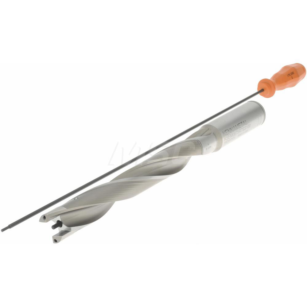 Kennametal Replaceable-Tip Drill: 22.23 to 22.73 mm Dia, 168 mm Max Depth, 25.4 mm Straight-Cylindrical Shank - 1519270