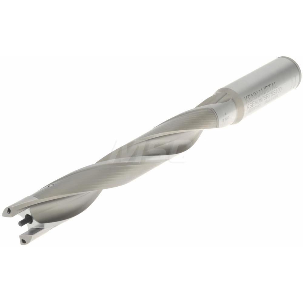 Kennametal Replaceable-Tip Drill: 22.23 to 22.73 mm Dia, 168 mm Max Depth, 25.4 mm Straight-Cylindrical Shank - 1519270