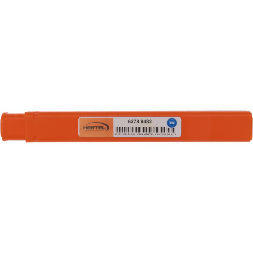 Hertel Combination Drill & Countersink: #2, 3/16" Body Dia, 118 deg, High-Speed Steel - H-81154L02050