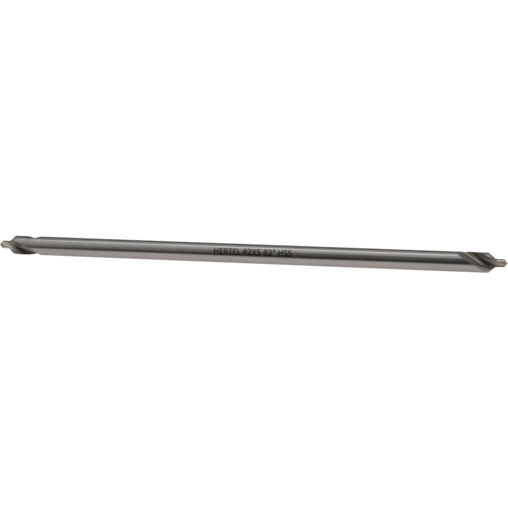 Hertel Combination Drill & Countersink: #2, 3/16" Body Dia, 118 deg, High-Speed Steel - H-81154L02050