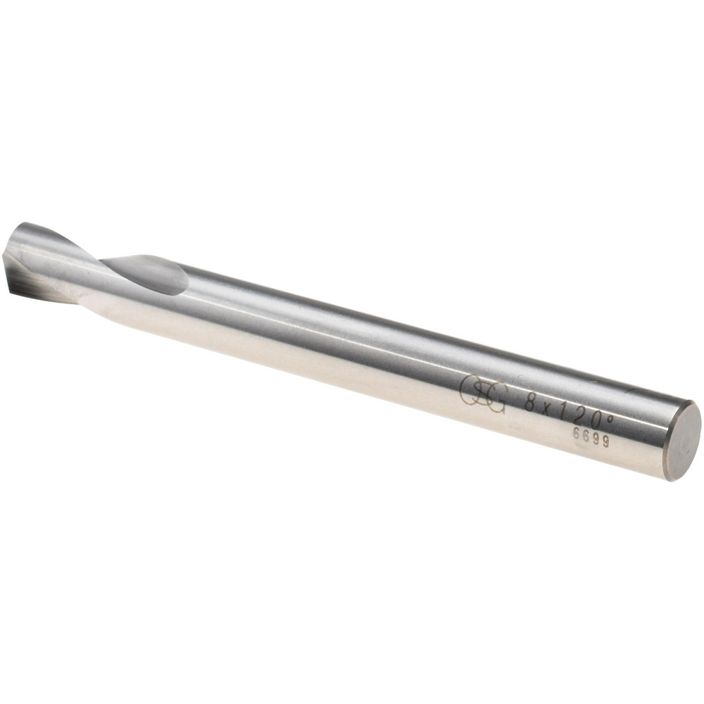 OSG Spotting Drill: 8.00 mm Dia, 120 deg, 81 mm OAL, High-Speed Steel - 62928