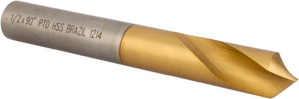 Precision Twist Drill Spotting Drill: 1/2" Dia, 120 deg, 3-3/4" OAL, High-Speed Steel - 6000110
