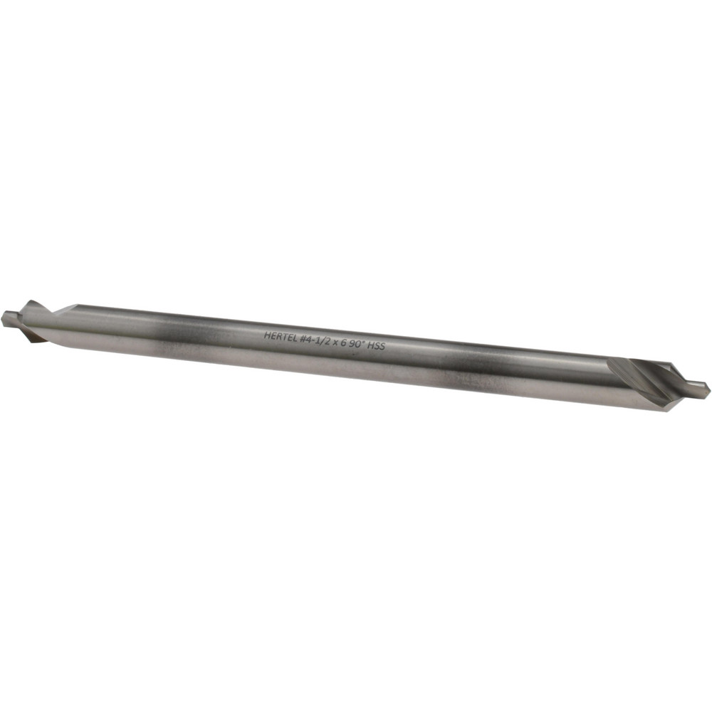 Hertel Combination Drill & Countersink: #4-1/2, 3/8" Body Dia, 118 deg, High-Speed Steel - H-81155L04560