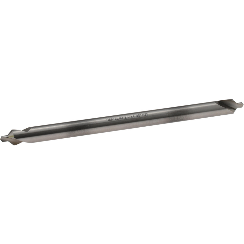 Hertel Combination Drill & Countersink: #4-1/2, 3/8" Body Dia, 118 deg, High-Speed Steel - H-81155L04560
