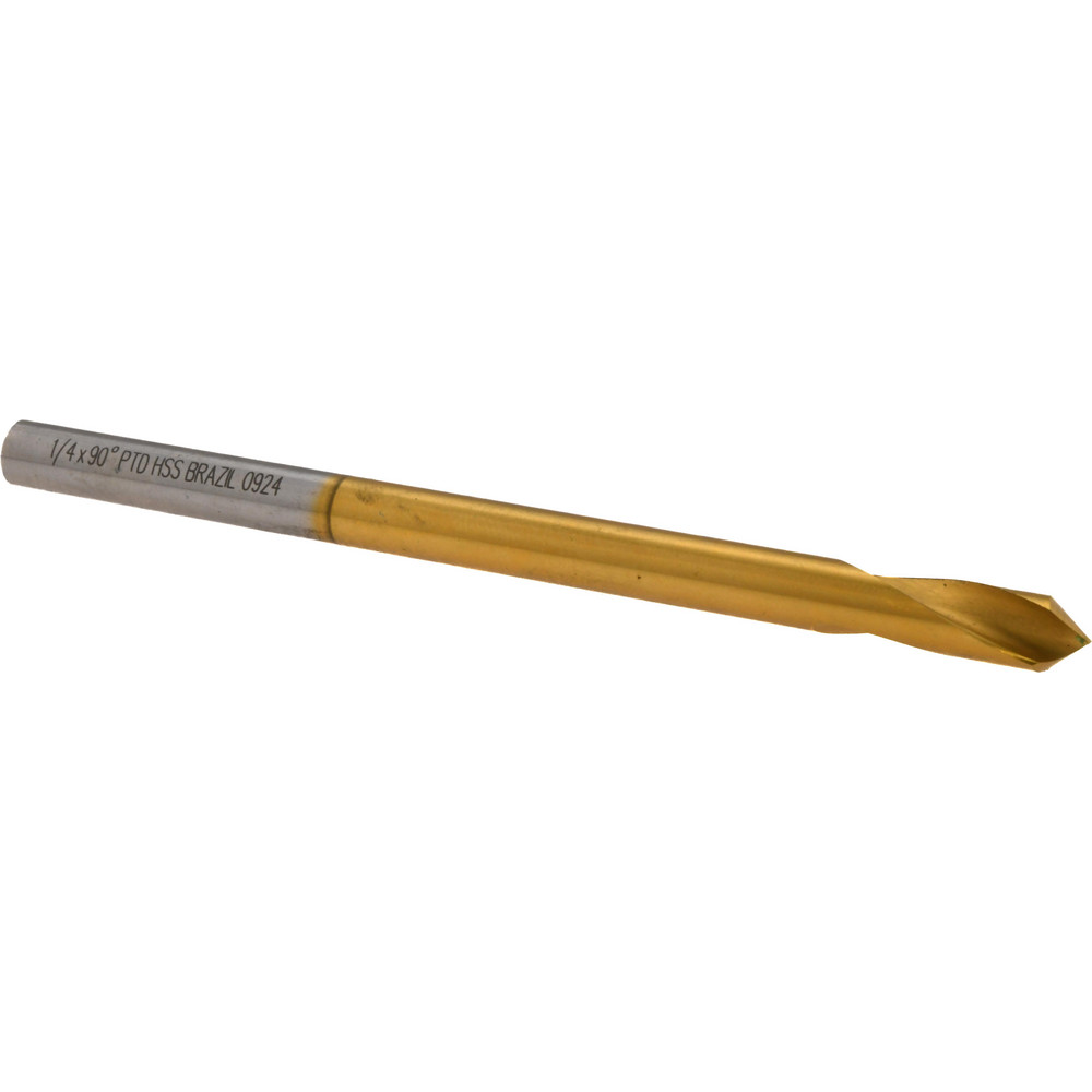 Precision Twist Drill Spotting Drill: 1/4" Dia, 120 deg, 4" OAL, High-Speed Steel - 6000166