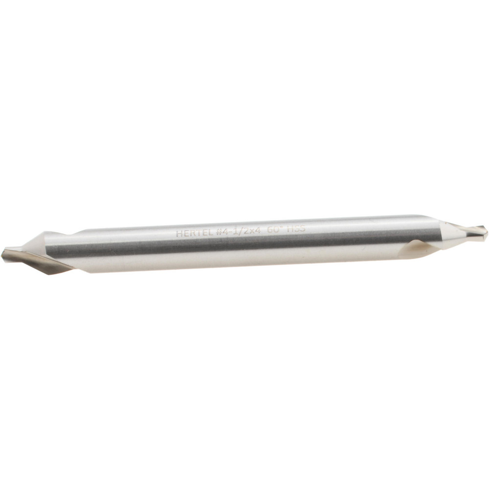 Hertel Combination Drill & Countersink: #4-1/2, 3/8" Body Dia, 118 deg, High-Speed Steel - H-81186045600
