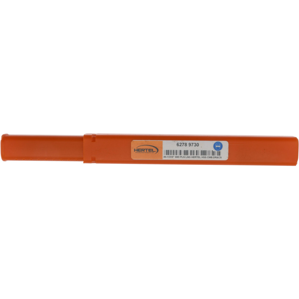 Hertel Combination Drill & Countersink: #4-1/2, 3/8" Body Dia, 118 deg, High-Speed Steel - H-81186045600