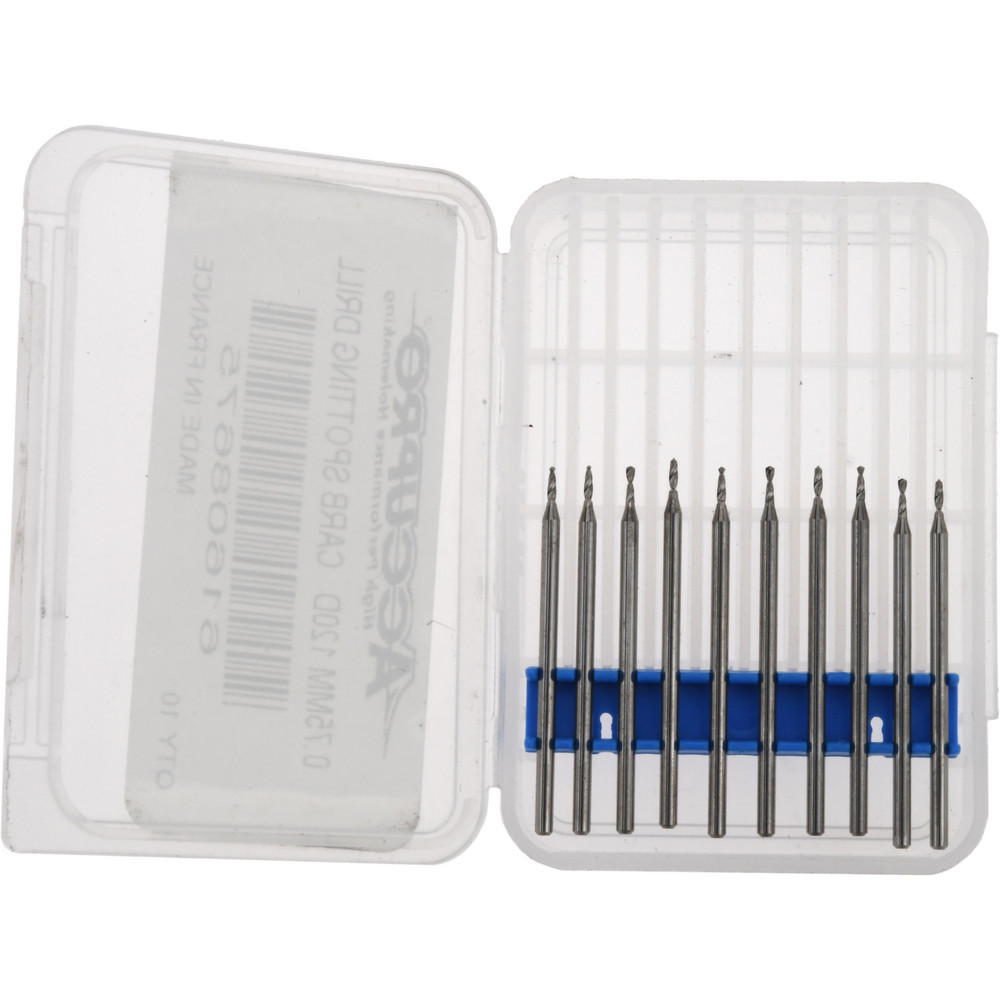 Accupro Spotting Drill: 0.75 mm Dia, 120 deg, 30 mm OAL, Solid Carbide - A-6140075R