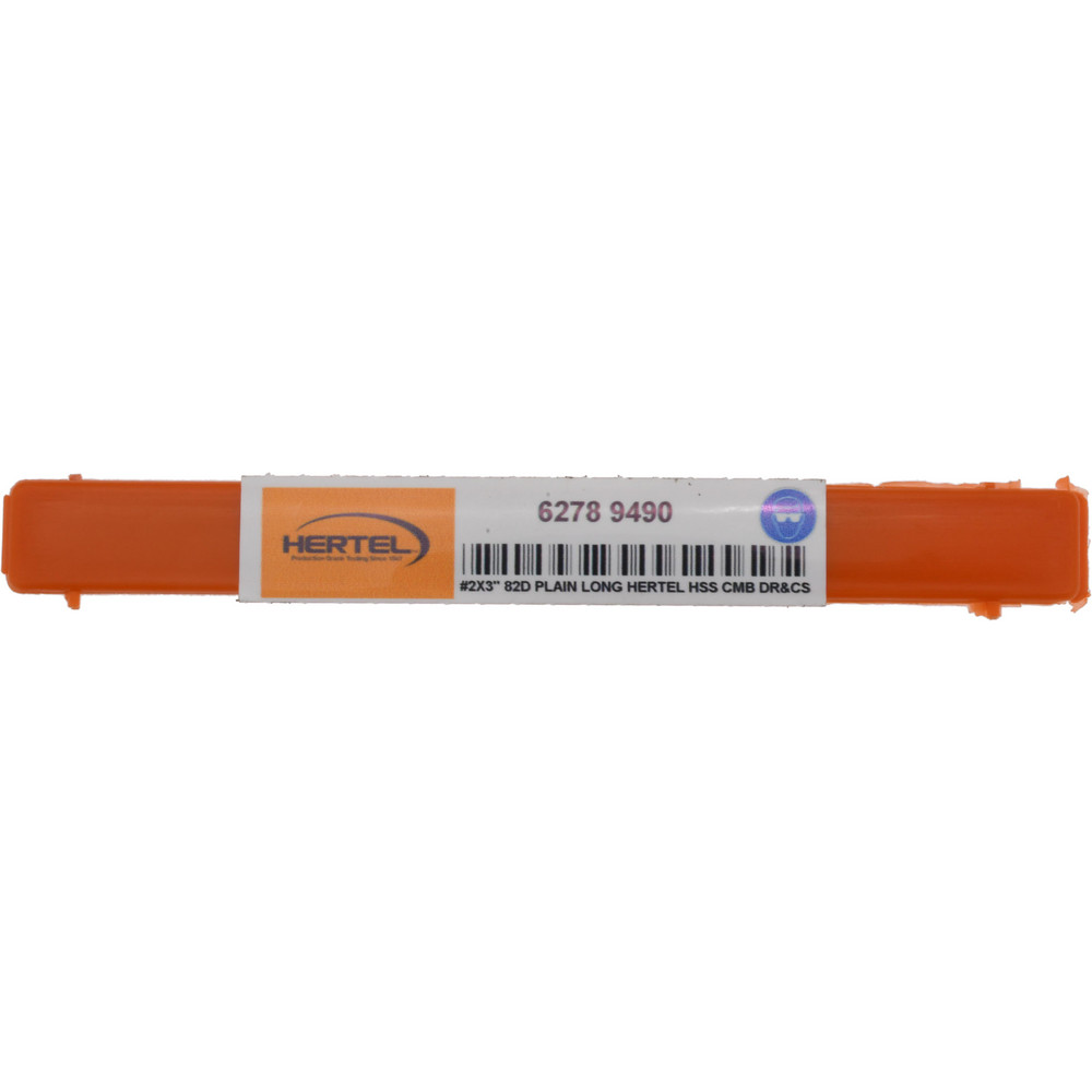 Hertel Combination Drill & Countersink: #2, 3/16" Body Dia, 118 deg, High-Speed Steel - H-81154L02030