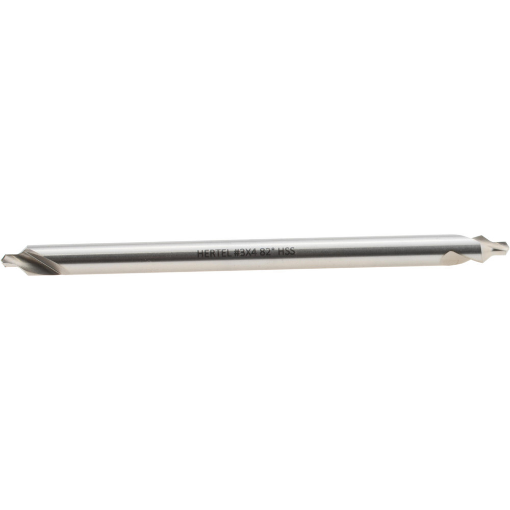 Hertel Combination Drill & Countersink: #2, 3/16" Body Dia, 118 deg, High-Speed Steel - H-81154L02030