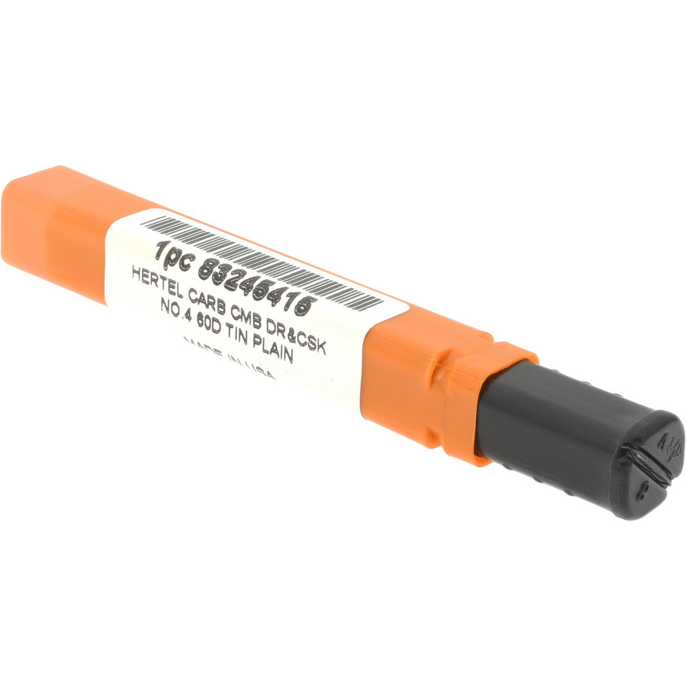 Hertel Combination Drill & Countersink: #4, 5/16" Body Dia, 118 deg, Solid Carbide - 300-001506
