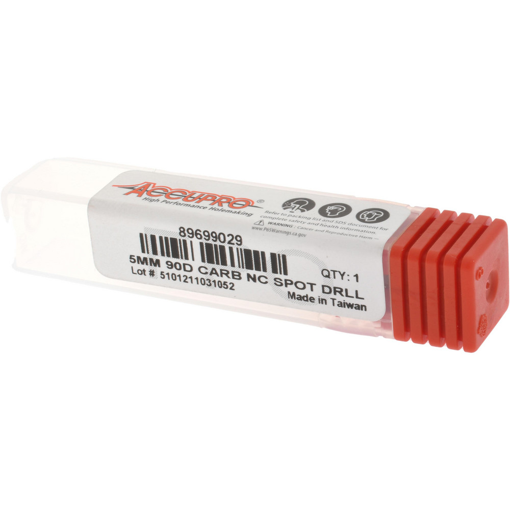 Accupro Spotting Drill: 5.00 mm Dia, 90 deg, 51 mm OAL, Solid Carbide - 89699029