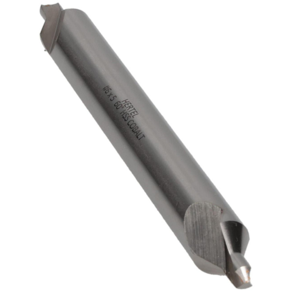 Hertel Combination Drill & Countersink: #6, 1/2" Body Dia, 118 deg, Cobalt - H-81186060500