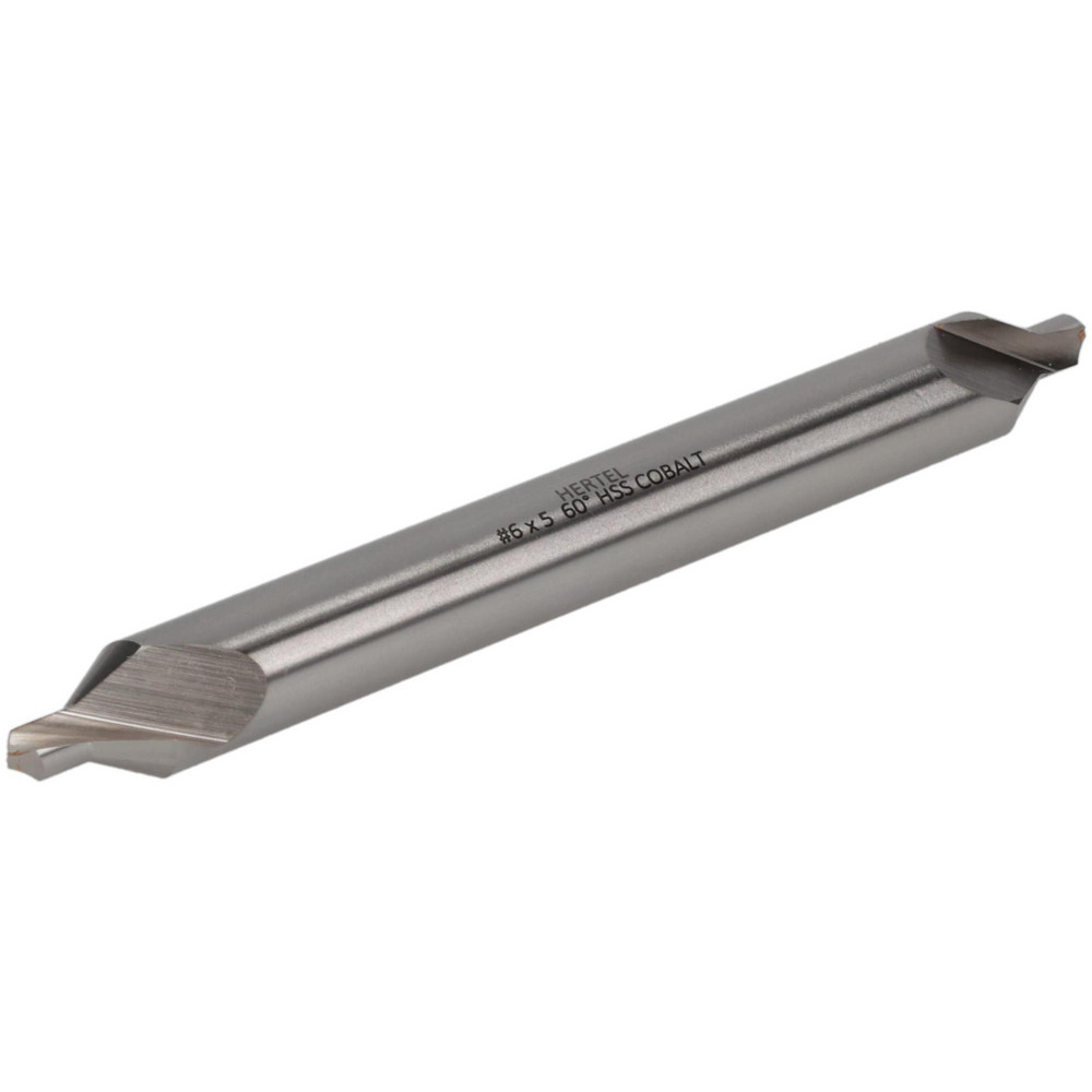 Hertel Combination Drill & Countersink: #6, 1/2" Body Dia, 118 deg, Cobalt - H-81186060500