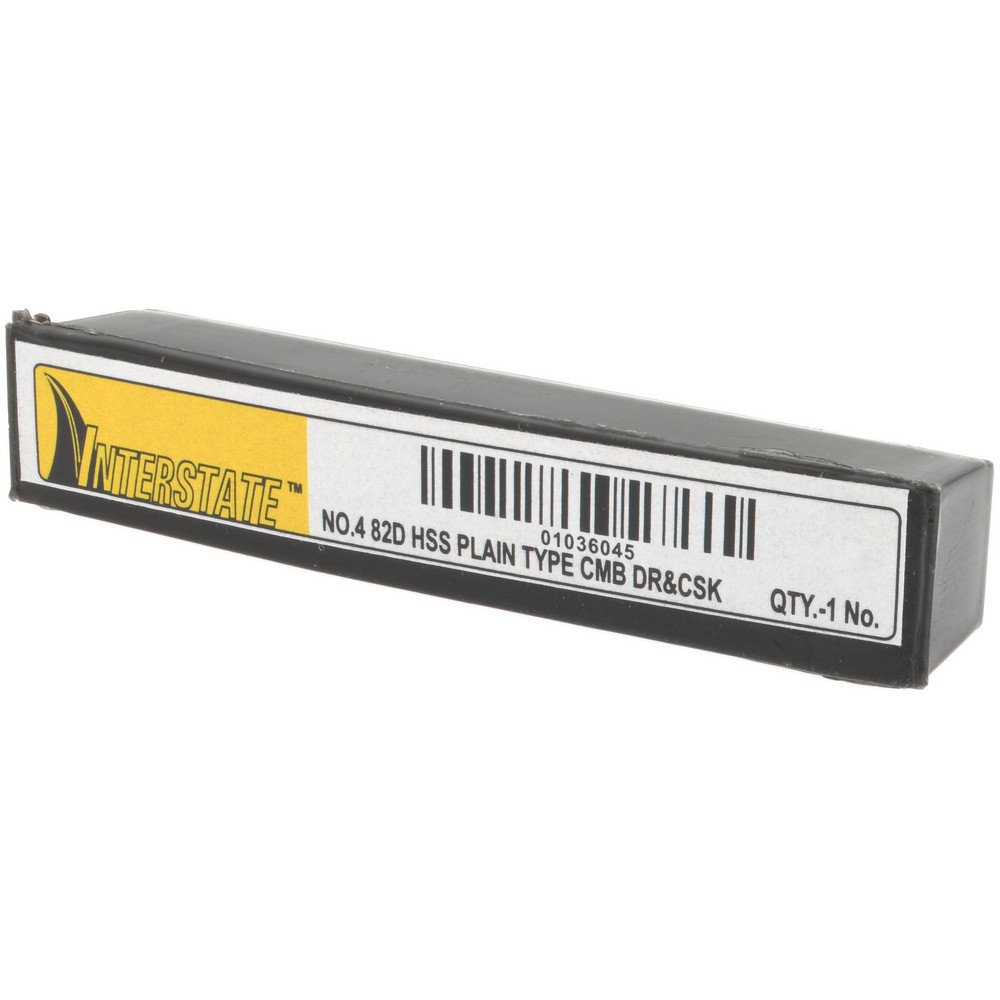 Value Collection Combination Drill & Countersink: #4, 5/16" Body Dia, High-Speed Steel - 1564000040000V0
