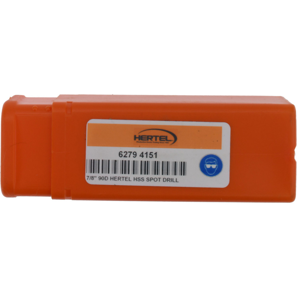 Hertel Spotting Drill: 7/8" Dia, 90 deg, 2-1/2" OAL, High-Speed Steel - H-8119A222200