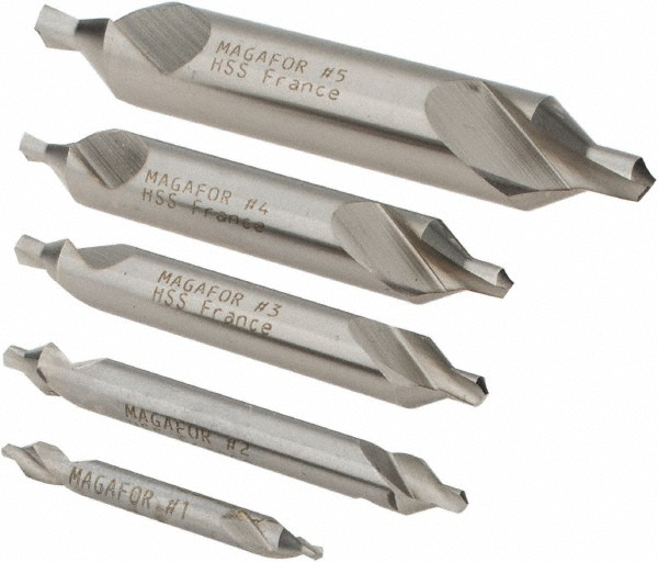 Magafor 5 Pc #1-R to #5-R High Speed Steel Combo Drill & Countersink Set - 81125000000