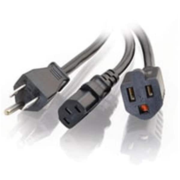 Fasttrack 6ft 1-TO-2 POWER CORD SPLITTER NEMA 5-15P to 1 NEMA 5-15R + 1 IEC320 C13 - FA56886