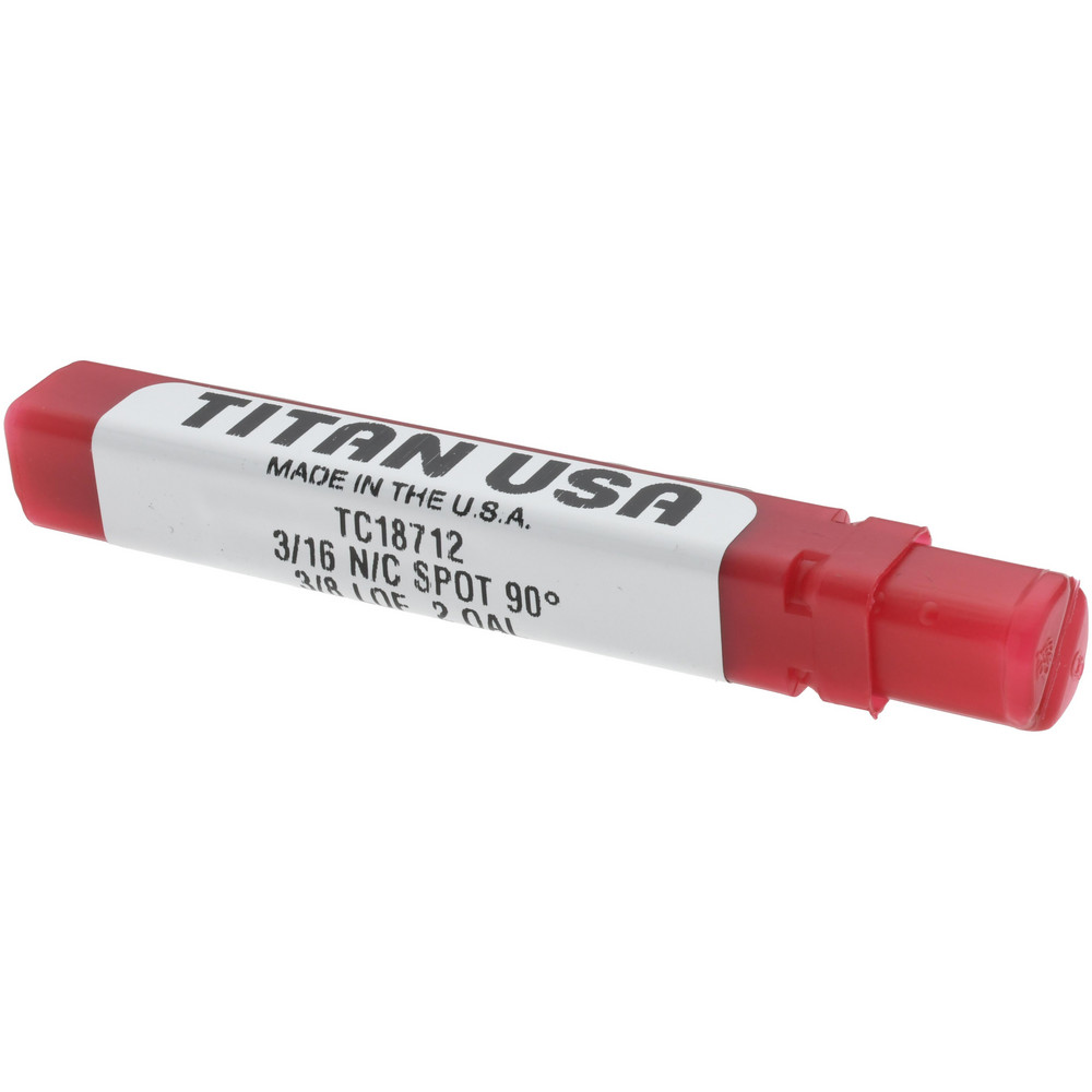 Titan USA Spotting Drill: 3/16" Dia, 90 deg, 2" OAL, Solid Carbide - TC18712