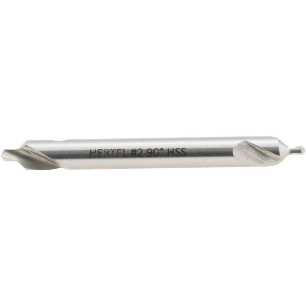 Hertel Combination Drill & Countersink: #2, 3/16" Body Dia, 118 deg, High-Speed Steel - H-81155020000