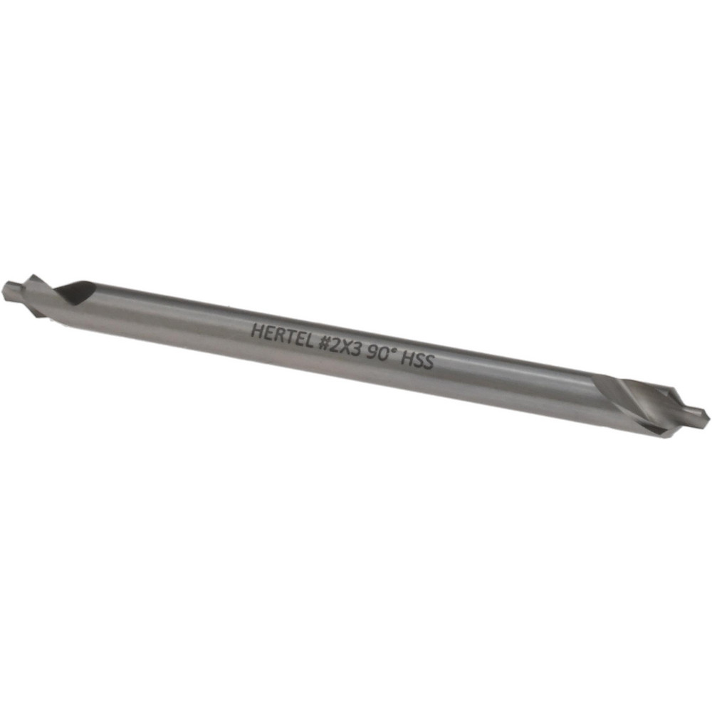 Hertel Combination Drill & Countersink: #2, 3/16" Body Dia, 118 deg, High-Speed Steel - H-81155L02030