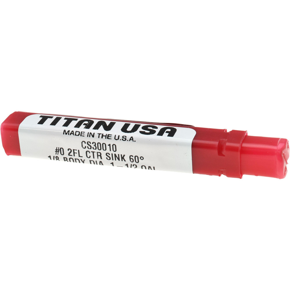 Titan USA Combination Drill & Countersink: #0, 1/8" Body Dia, 118 deg, Solid Carbide - CS30010