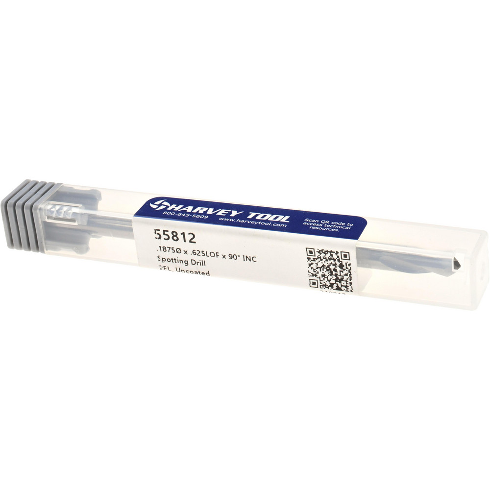 Harvey Tool Spotting Drill: 1/8" Dia, 90 deg, 1-1/2" OAL, Solid Carbide - 11525